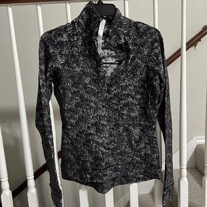 Lululemon Rulu Half Zip Jacquard Black White Top Long Sleeve black White 8